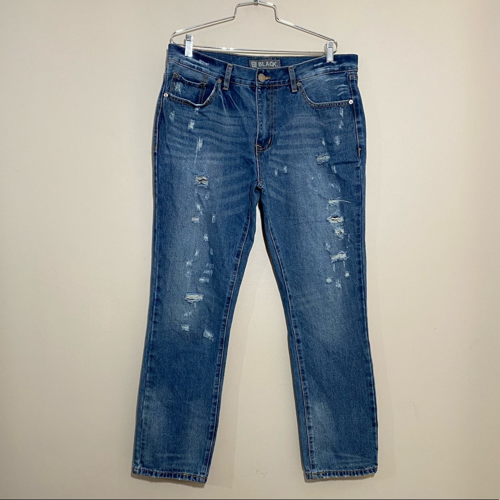 CJ Black Distressed Slim Jeans Blue Denim Men 36x32